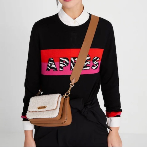 Authentic KATE SPADE DUO Leather top zip Crosby w/shearling/leather flap Crosby - Picture 4 of 16